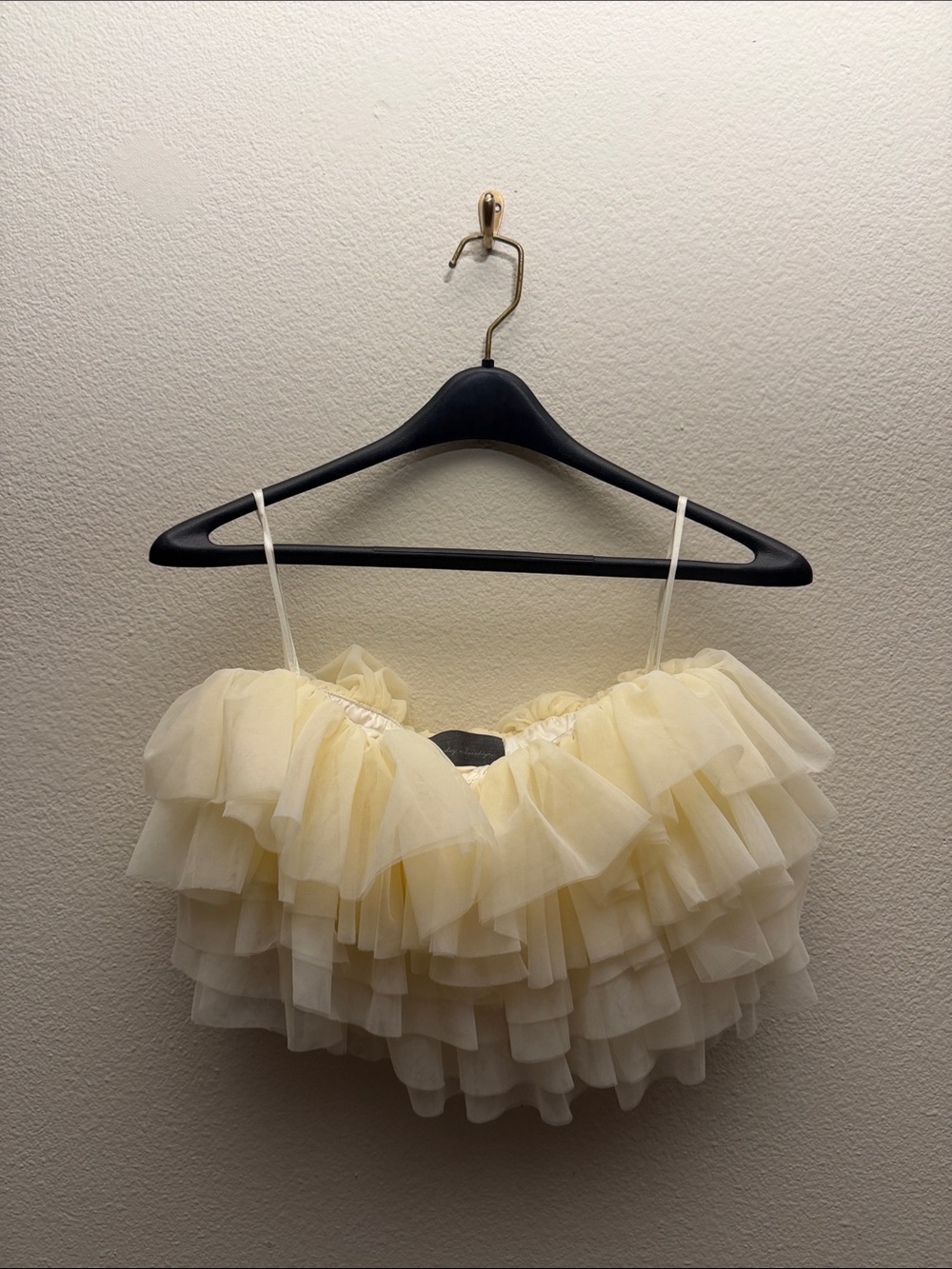 Sunday in Brooklyn Cream Ruffled Crop Top